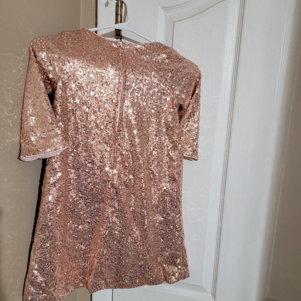 Girls Rose Gold Cocktail Dress - Picture 2 of 2